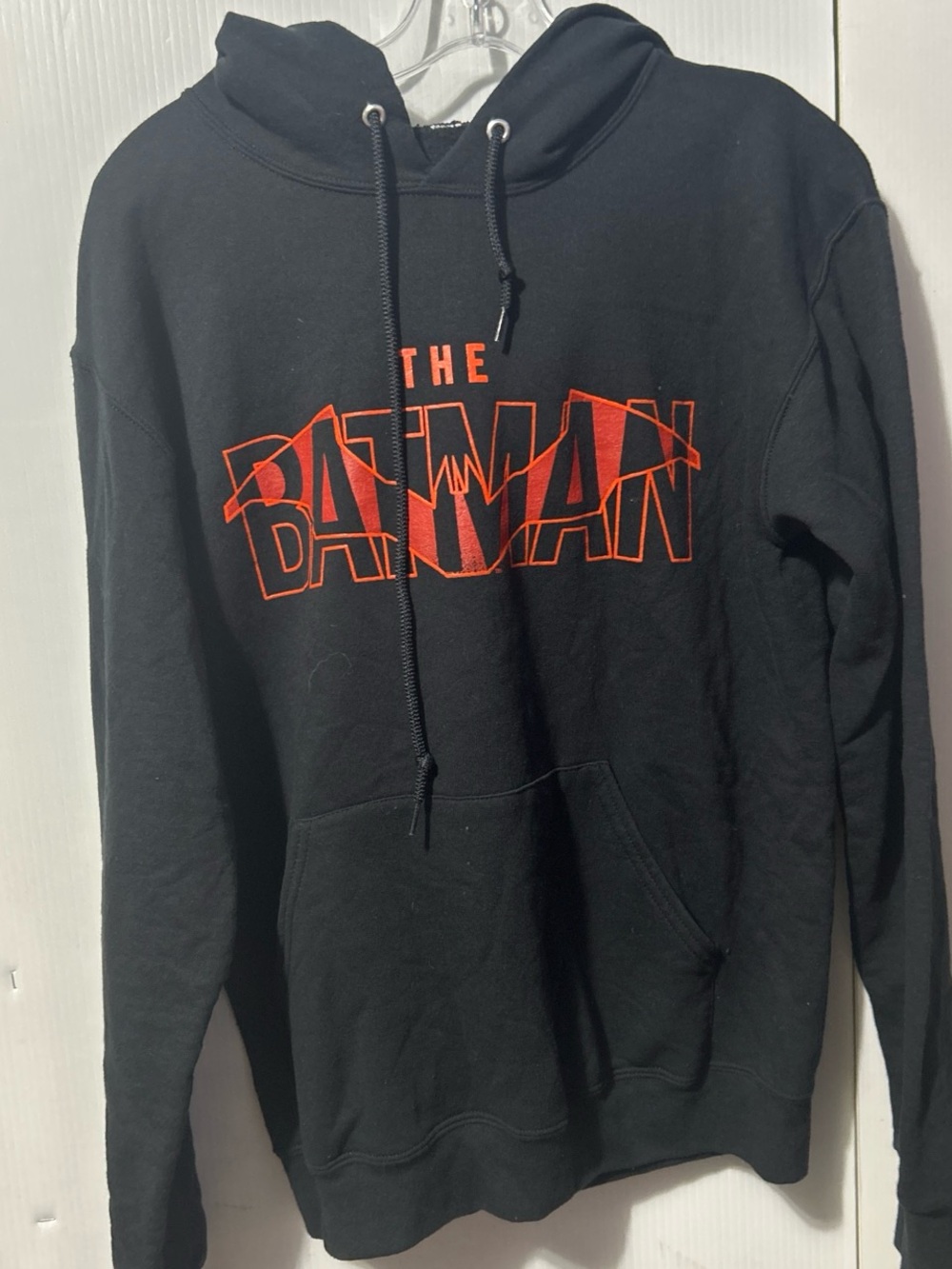 Batman Black Hoodie with Red Logo Text